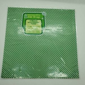 Vintage Tuttle Press Green Diagonal Stripes Gift Wrap Paper 8.3 SQ FT NEW